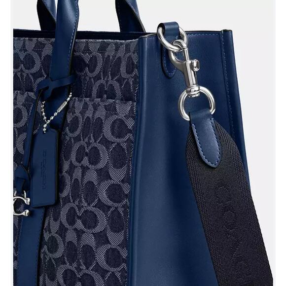 Coach Wesley Blue Denim Large Signature Tote NWT MSRP $495 - Picture 3 of 3